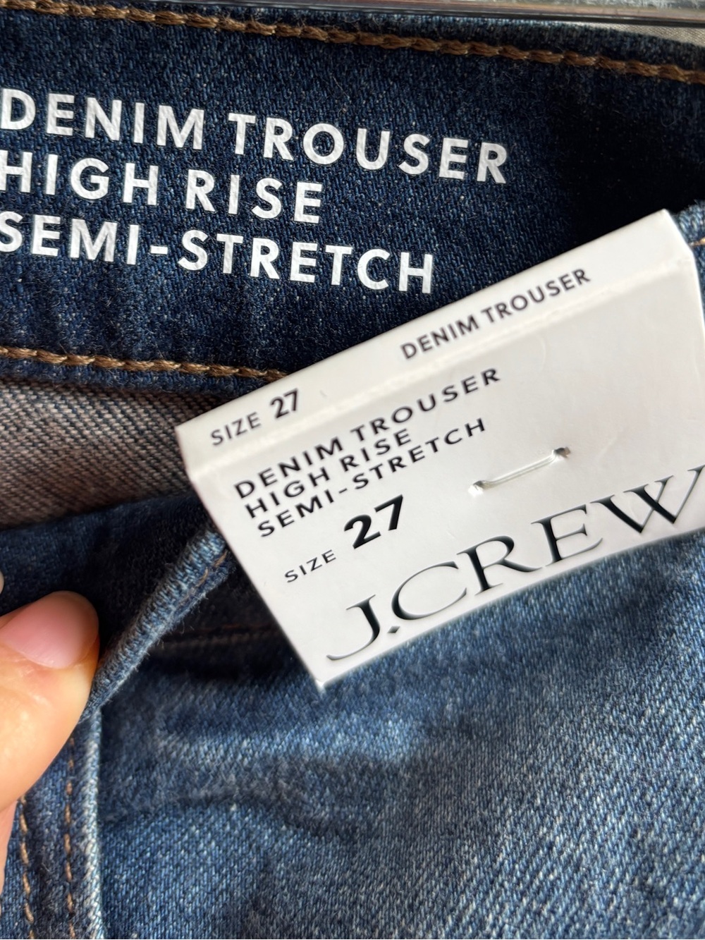J. Crew high-rise semi-stretch trouser Jeans with black ribbon trim - Picture 4 of 4